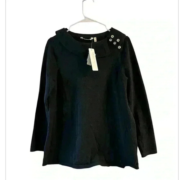 NWT Soft Surroundings Dimitra boatneck sweater black - Picture 2 of 5